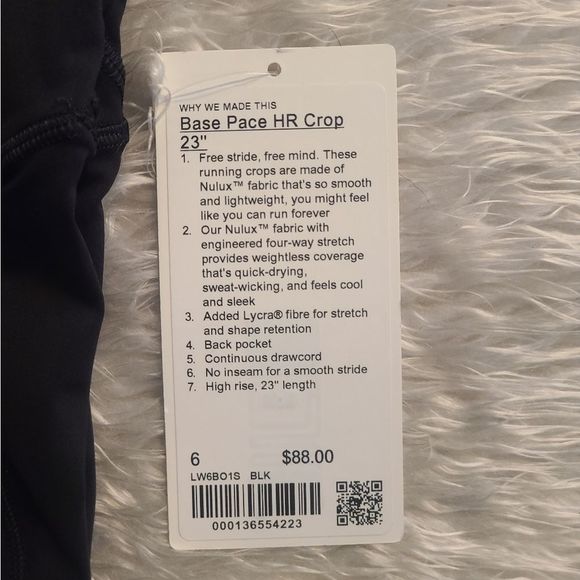 Lululemon Base Pace HR Crop 23" Black - Picture 9 of 9